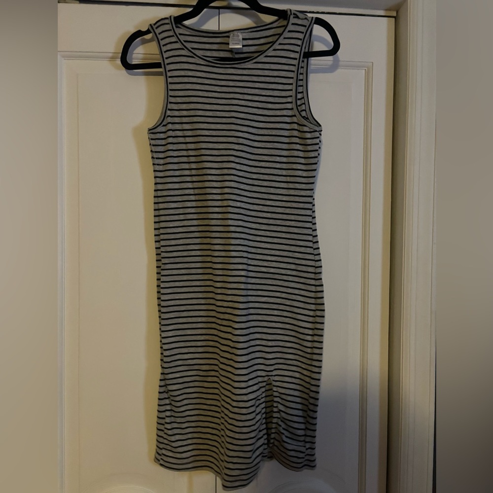 Gray and black striped dress